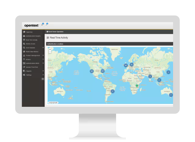 OpenText Core Product Traceability Service UI on a computer